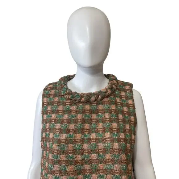 TUCKERNUCK Neapolitan Tweed Sleeveless Jackie Dress Brown Green Size Large - Picture 6 of 11